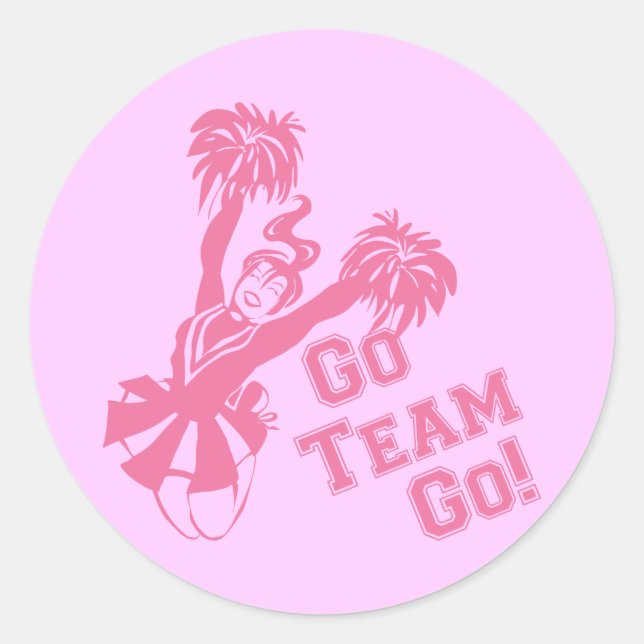 Cheerleader Go Team Runder Aufkleber (Vorderseite)