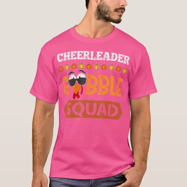 Cheerleader Gobble Squad Turkey Thanksgiving Cheer T-Shirt (Vorderseite)