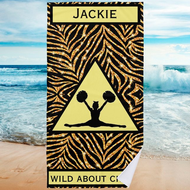 Cheerleader Gold Zebra Wild über Cheer Strandtuch (Von Creator hochgeladen)