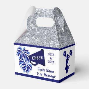 Cheerleader Goodie Bags. Personalisiert, blau, wei Geschenkschachtel