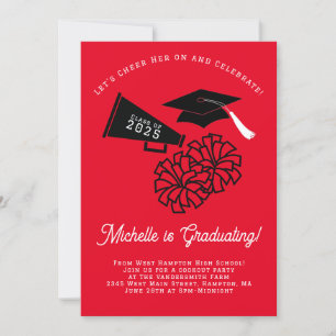 Cheerleader Graduation Party Rot und Schwarz Einladung