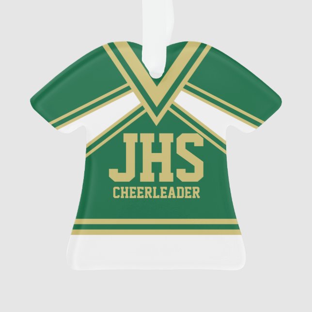 Cheerleader Green und Gold mit verschiedenen Buchs Ornament (Vorderseite)