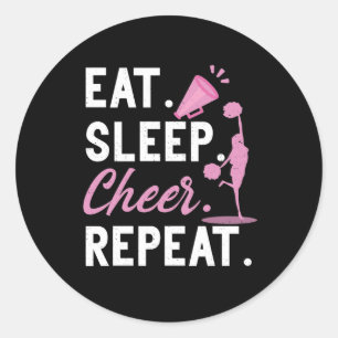 Cheerleader Gymnastik Tanz Essen Schlaf Cheer Wied Runder Aufkleber