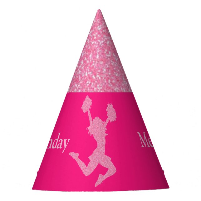 Cheerleader "Happy Birthday" Glitzer Party Hat Partyhütchen (Vorderseite)