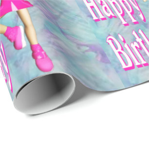 Cheerleader Happy Birthday Pastel Colors Geschenkpapier
