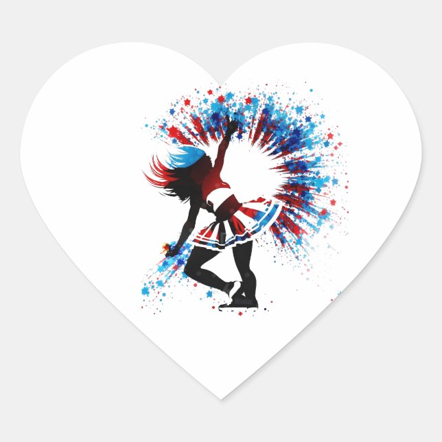 Cheerleader Heart Sticker mit Patriotic Design (Vorderseite)