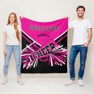 Cheerleader - Hot Pink, Weiß & Schwarz Fleecedecke