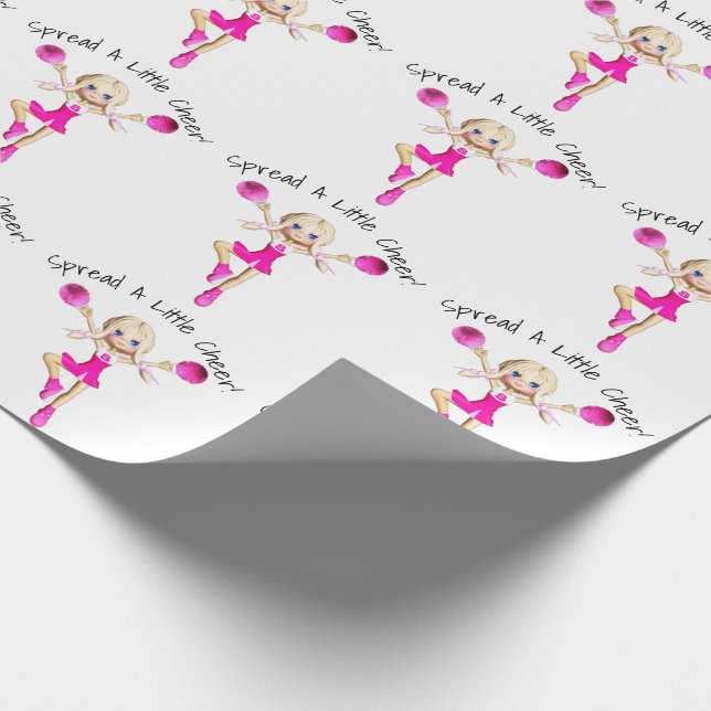 Cheerleader im Pink verbreitete einen wenigen Geschenkpapier (Ecke)