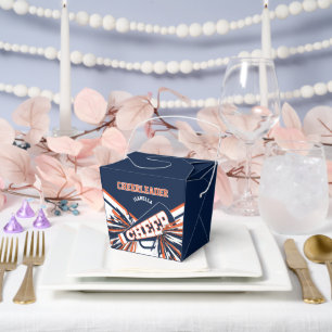 Cheerleader in Blau, Orange und Weiß Geschenkschachtel