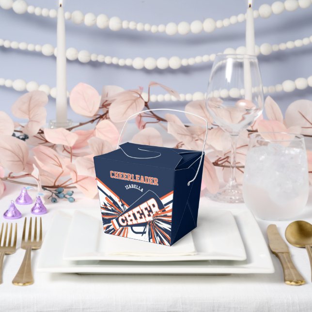 Cheerleader in Blau, Orange und Weiß Geschenkschachtel (Hochzeit)