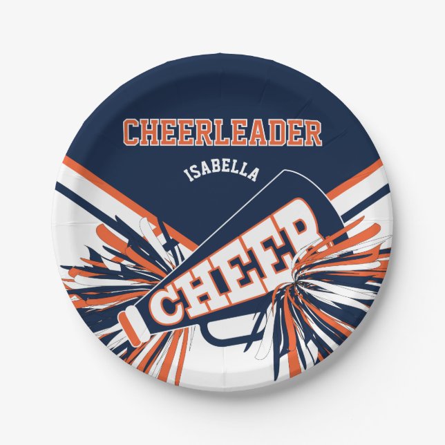 Cheerleader in Blue, Orange, White Pappteller (Vorderseite)