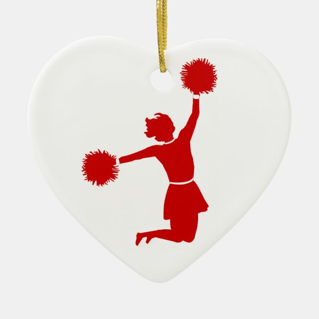 Cheerleader in der Silhouette-Herz-Form-Verzierung Keramikornament (Vorne)