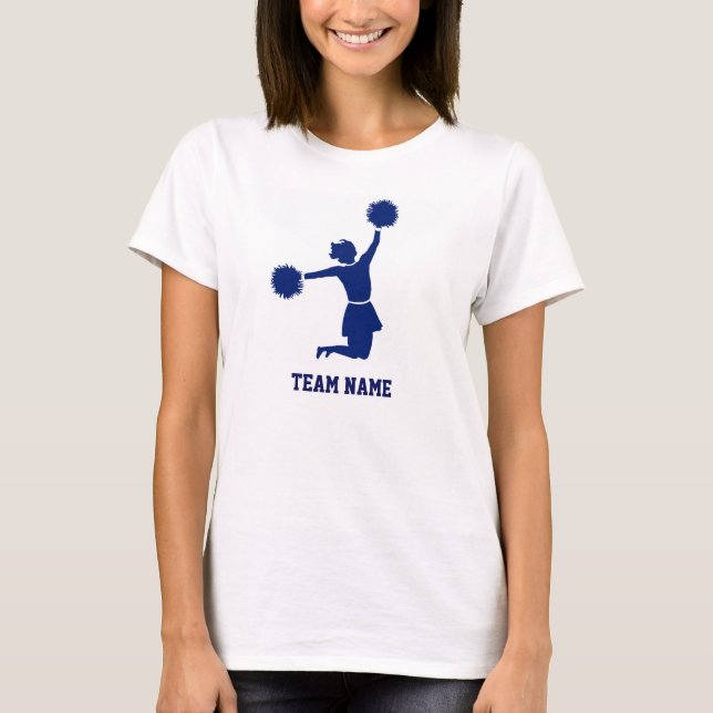 Cheerleader in der Silhouette springt Poms T-Shirt (Vorderseite)