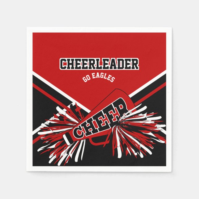 Cheerleader in Red, White and Black Serviette (Vorderseite)