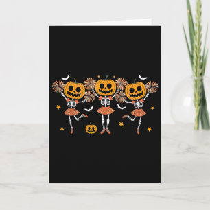 Cheerleader-Kürbis-Skelett-Halloween-Mädchen-Kinde Karte