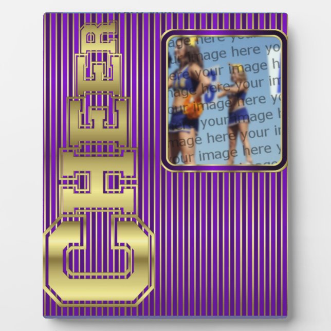 Cheerleader Lila und Gold Foto Plaque Fotoplatte (Vorderseite)