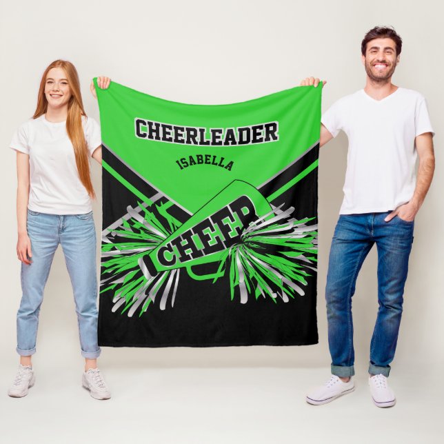📣 Cheerleader - Lime Green, Silver & Black 2 Fleecedecke (Beispiel)