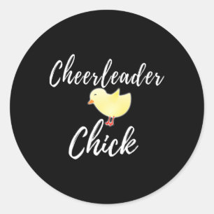 Cheerleader-Mädchen Lustiges Huhn Cheerleading Runder Aufkleber