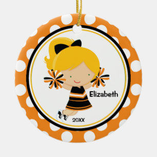 Cheerleader-Mädchen-Weihnachtsdekoration Orange Sc Keramikornament