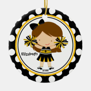Cheerleader-Mädchen-Weihnachtsdekoration Schwarz G Keramikornament