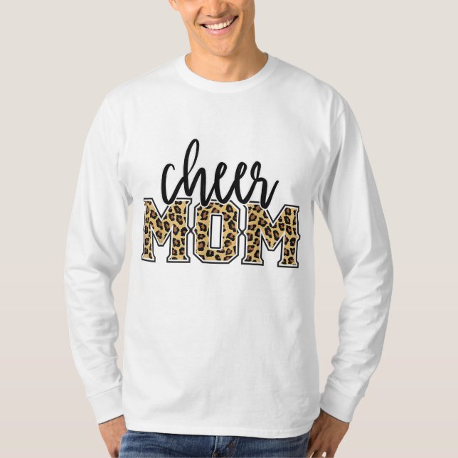 Cheerleader Mama Leopard Print Womens Proud Cheerl T-Shirt (Vorderseite)