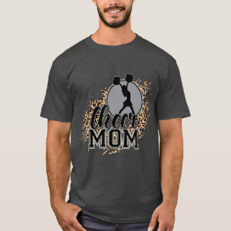 Cheerleader Mama Leopard Print Womens Proud Cheerl T-Shirt