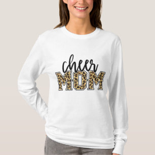 Cheerleader Mama Leopard Print Womens Proud Cheerl T-Shirt