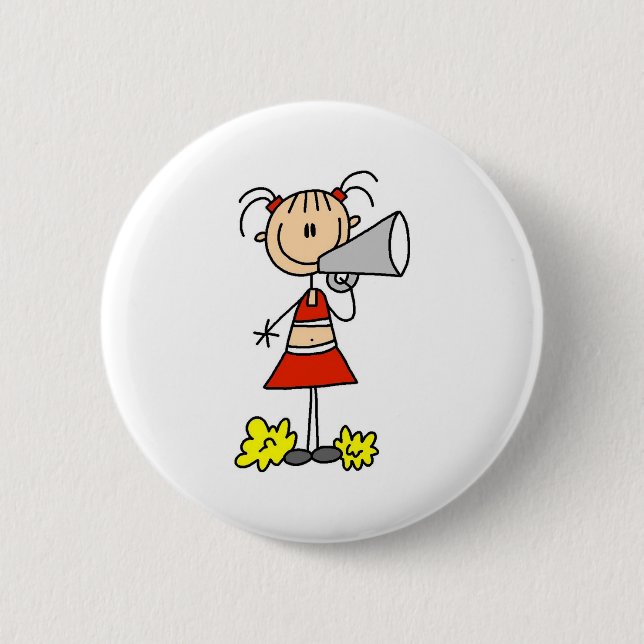 Cheerleader mit Megaphon Button (Vorderseite)