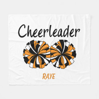 Cheerleader mit orange-schwarzen Pom-Poms Fleecedecke