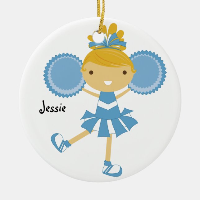 Cheerleader-Name-Verzierung KRW blaue Keramikornament (Vorne)