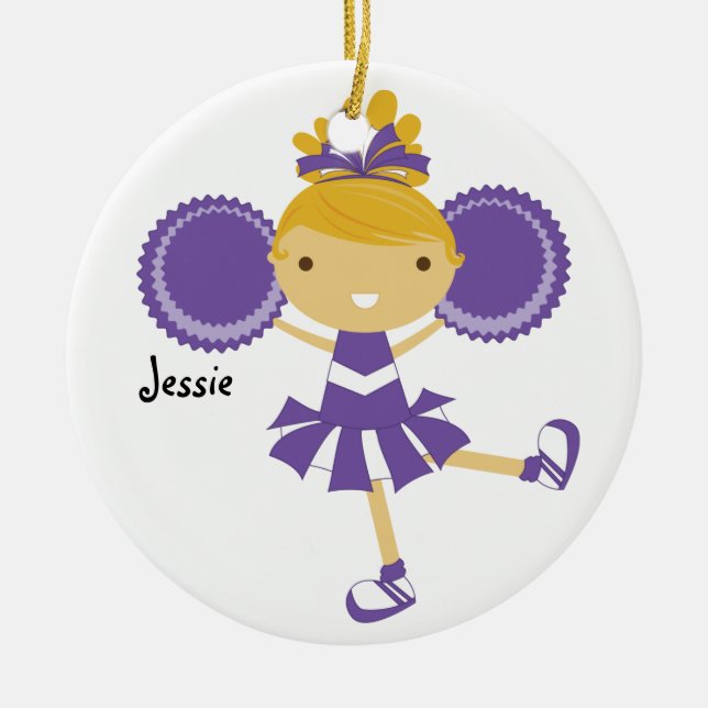 Cheerleader-Name-Verzierung KRW lila Keramik Ornament (Vorne)