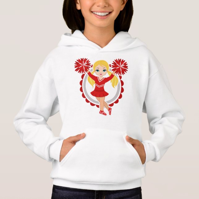 Cheerleader - Niedlich Red Blonde Cheer Hoodie (Vorderseite)