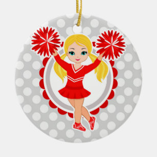Cheerleader - niedlicher roter blonder Beifall Keramik Ornament