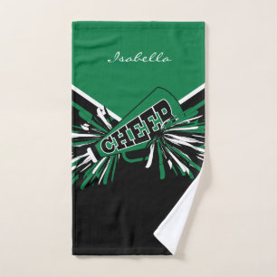 Cheerleader Outfit in Black, Kelly Green, White Handtuch