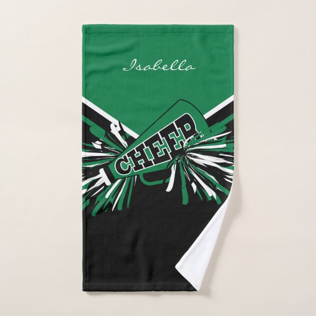 Cheerleader Outfit in Black, Kelly Green, White Handtuch (Handtuch)