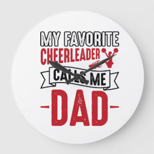 Cheerleader Papa Vintage Engraving Shirt Design_1 Große Wanduhr