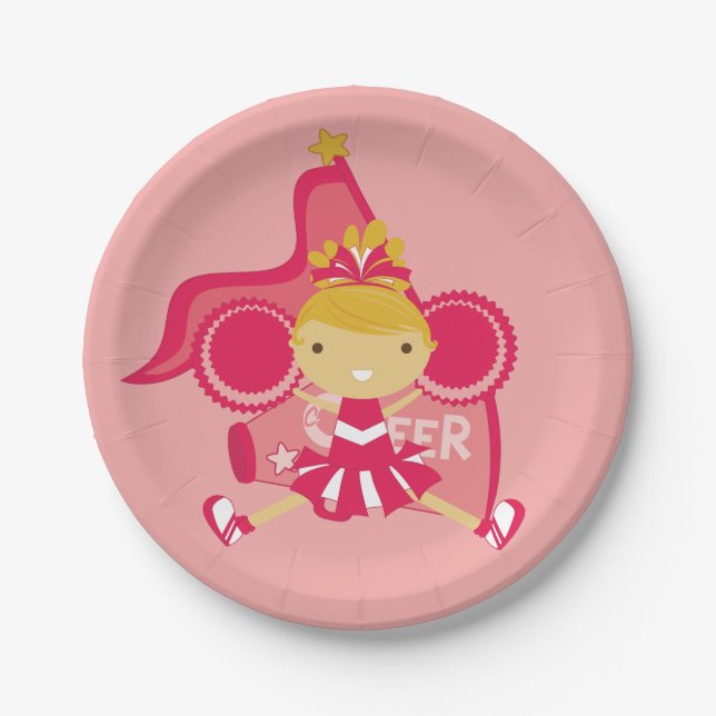 Cheerleader-Party-Papier-Teller KRW rosa Pappteller (Vorderseite)