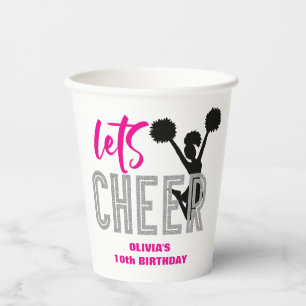 Cheerleader Pink Silver Black Cheer Geburtstag Pappbecher