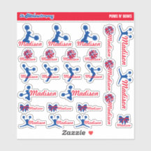 Cheerleader Pom Labels Personalisiert | Schule
