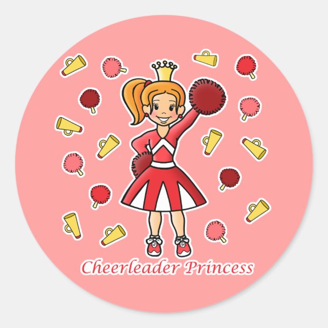 Cheerleader Princess Runder Aufkleber (Vorderseite)