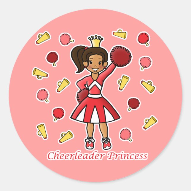 Cheerleader Princess Runder Aufkleber (Vorderseite)