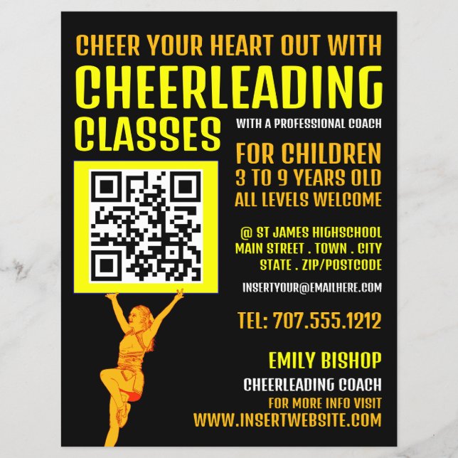 Cheerleader QR Code Sign, Cheerleader Classes Flyer (Vorne)