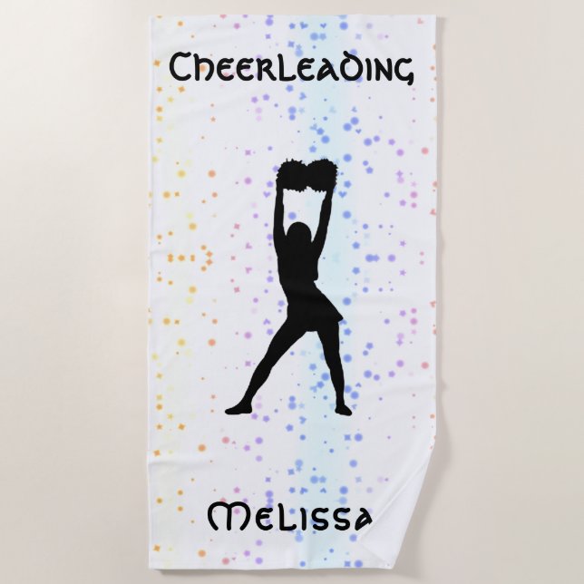 Cheerleader Rainbow Confetti Personalisierte Fleec Strandtuch (Vorderseite)