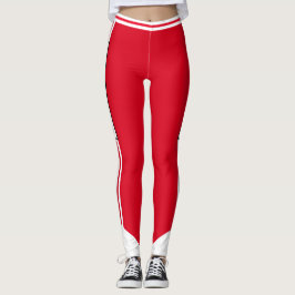 Cheerleader Red White Strip Team Logo Sport Leggings