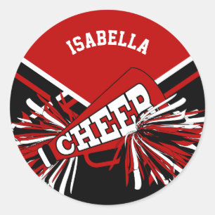 📣 Cheerleader - rot, schwarz und weiß Runder Aufkleber