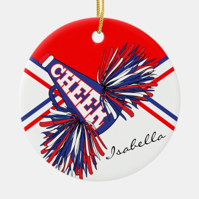 Cheerleader - rot, weiß und blau keramik ornament (Vorne)