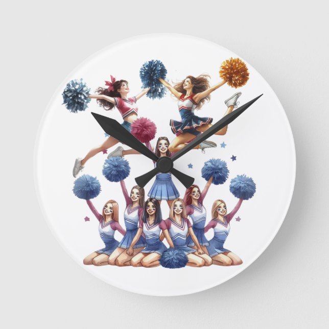 Cheerleader Runde Wanduhr (Vorderseite)