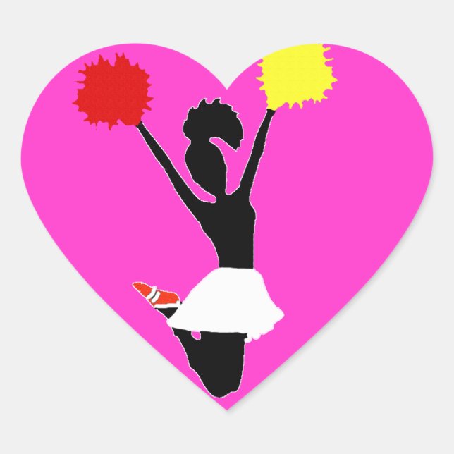 Cheerleader Silhouette Herz-Aufkleber (Vorderseite)