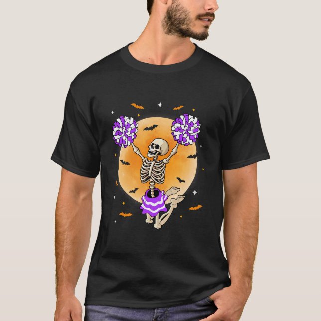 Cheerleader Skeleton Halloween Cheer Mama Girls Wo T-Shirt (Vorderseite)