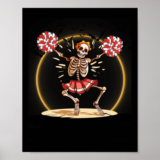 Cheerleader Skeleton Halloween Cheer Skeleton Che Poster (Vorne)